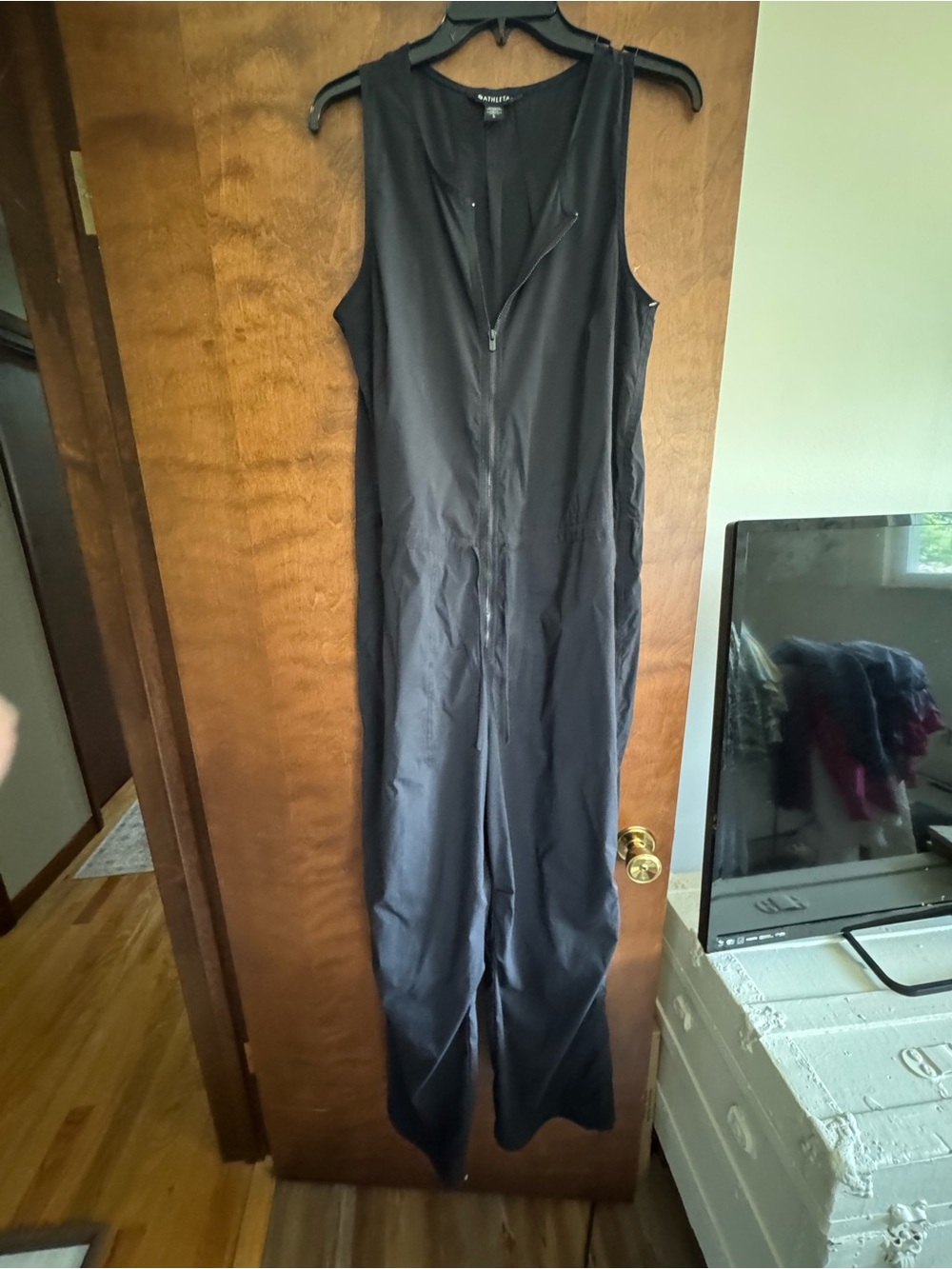 Athleta Black Sleeveless Zip-Front Jumpsuit